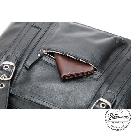 Кожаная деловая сумка "Доминик" (чёрная)