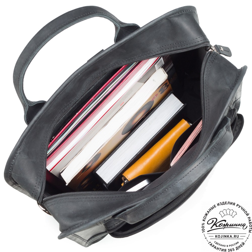 Кожаный рюкзак-сумка "Майкл" (чёрный)