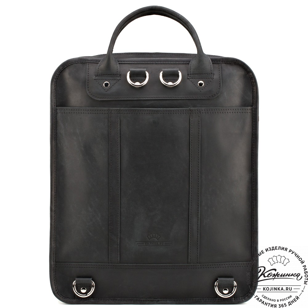 Кожаный рюкзак-сумка "Майкл" (чёрный)