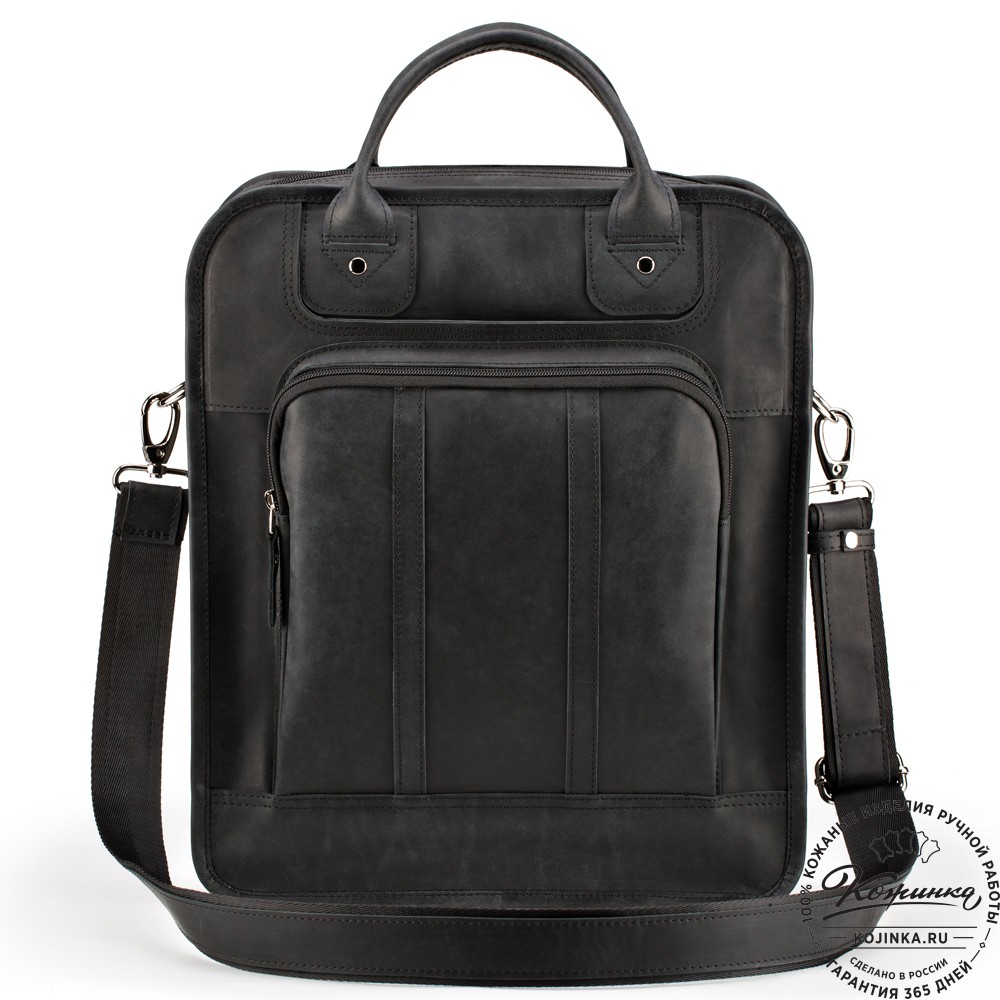 Кожаный рюкзак-сумка "Майкл" (чёрный)