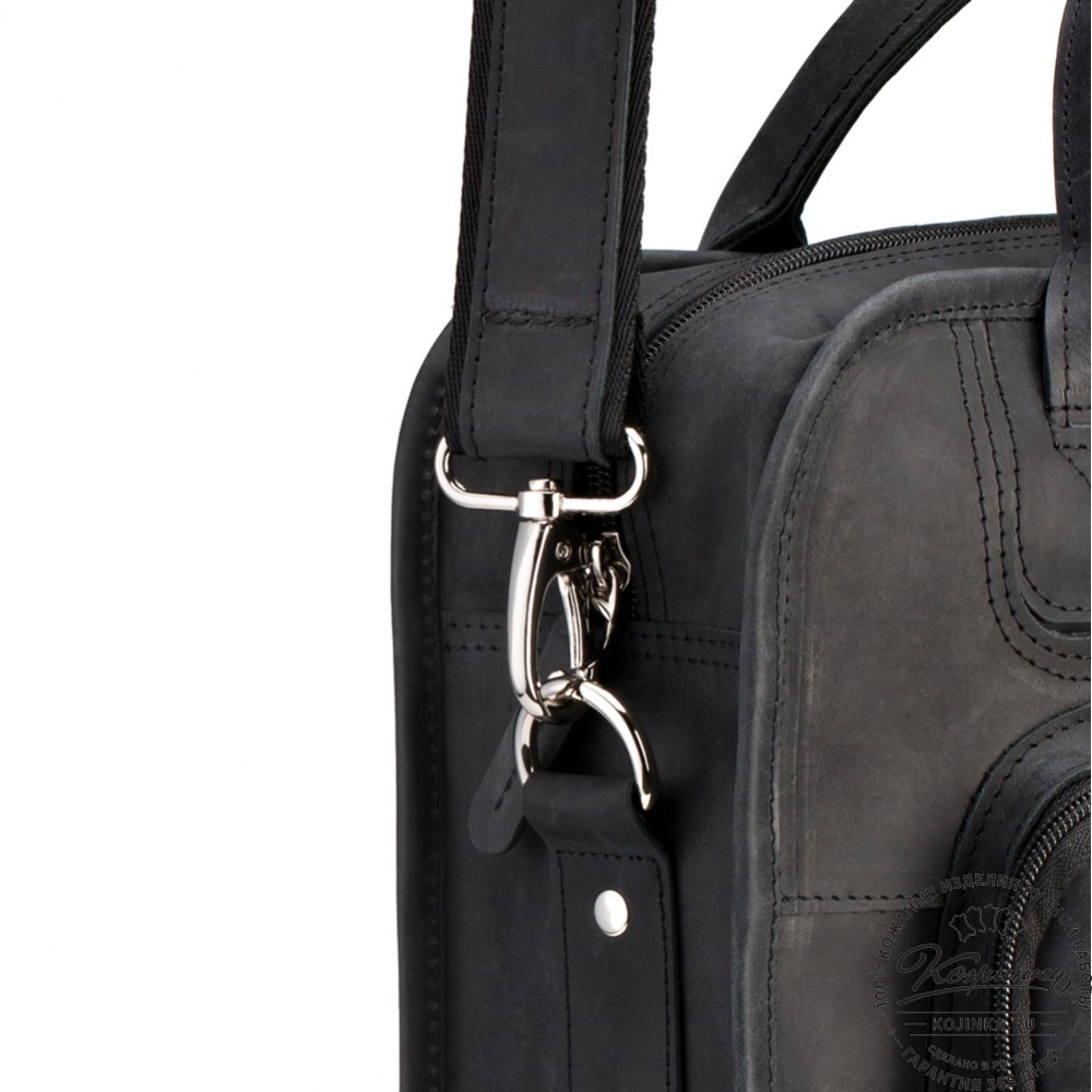 Кожаный рюкзак-сумка "Майкл" (чёрный)
