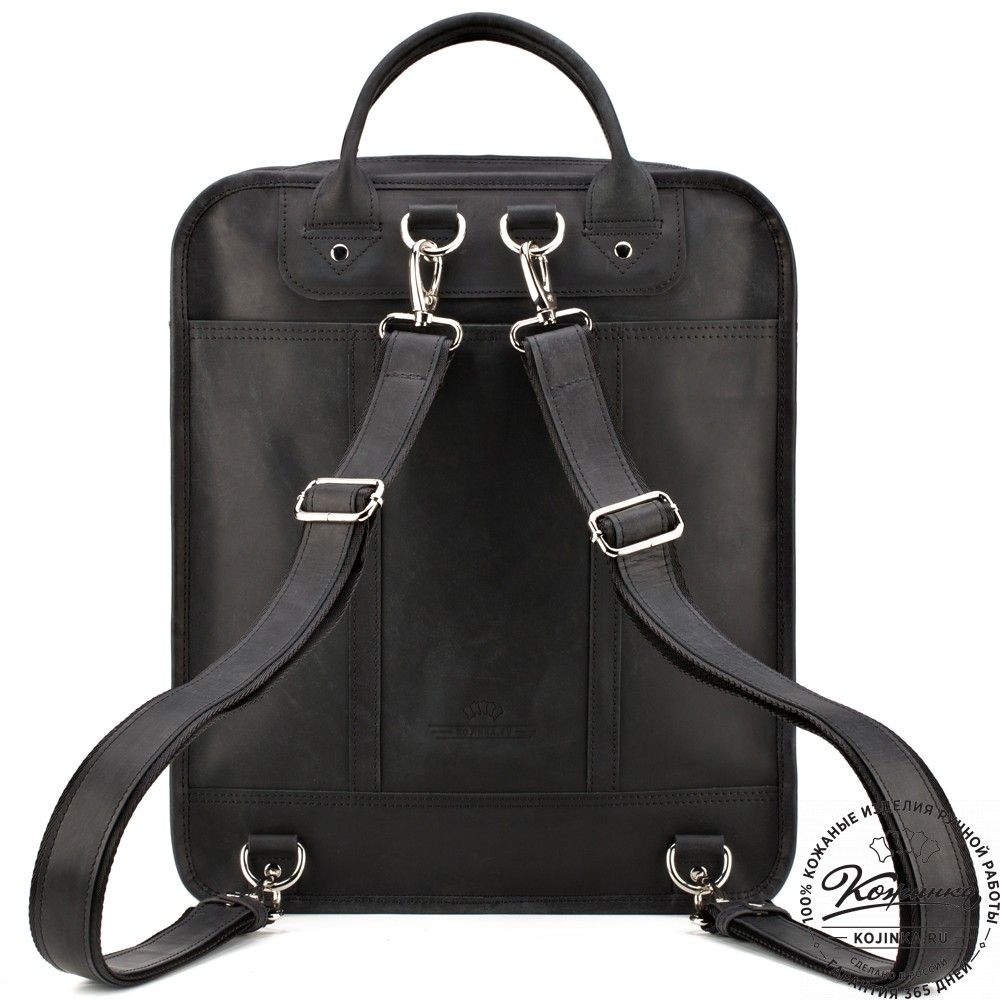 Кожаный рюкзак-сумка "Майкл" (чёрный)