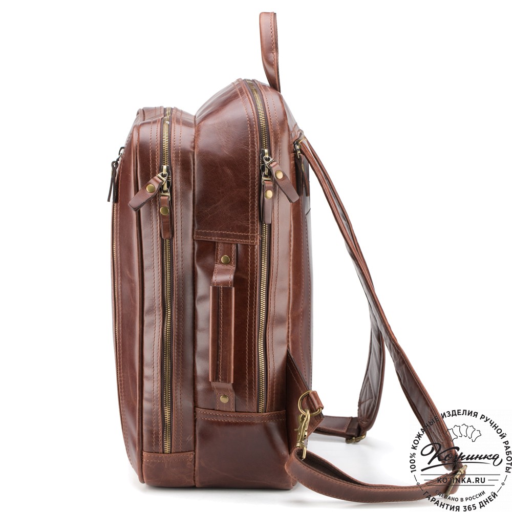 Кожаный рюкзак-сумка "Брюс" (коричневый воск) 