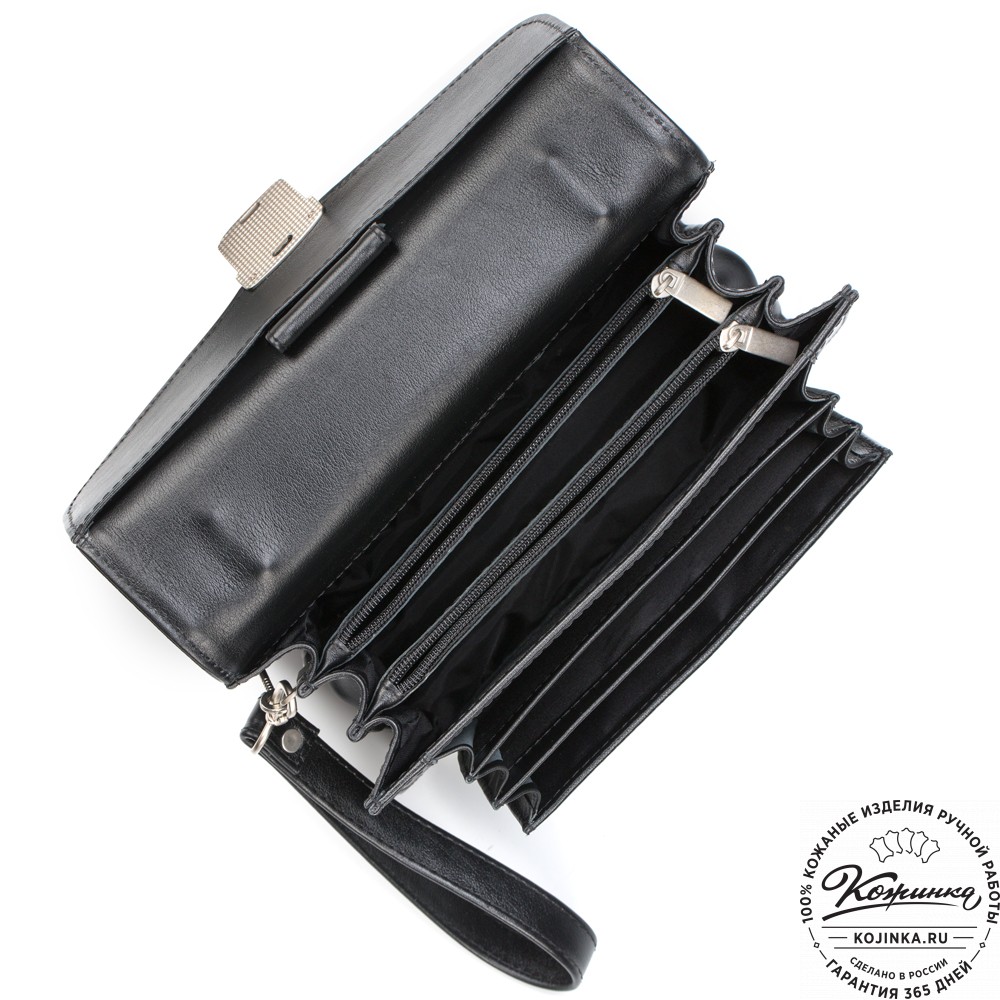 Кожаная барсетка "Колумбия" (черная)