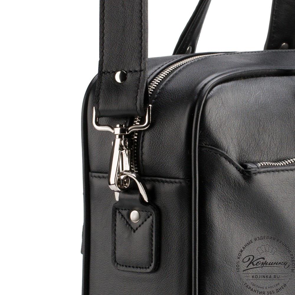 Кожаная деловая сумка "Роберт" (чёрная) 