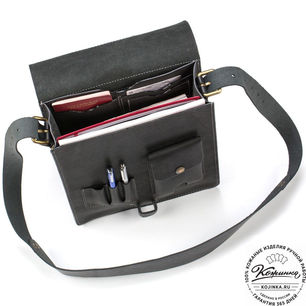 Кожаная сумка "Штурман" (черная)