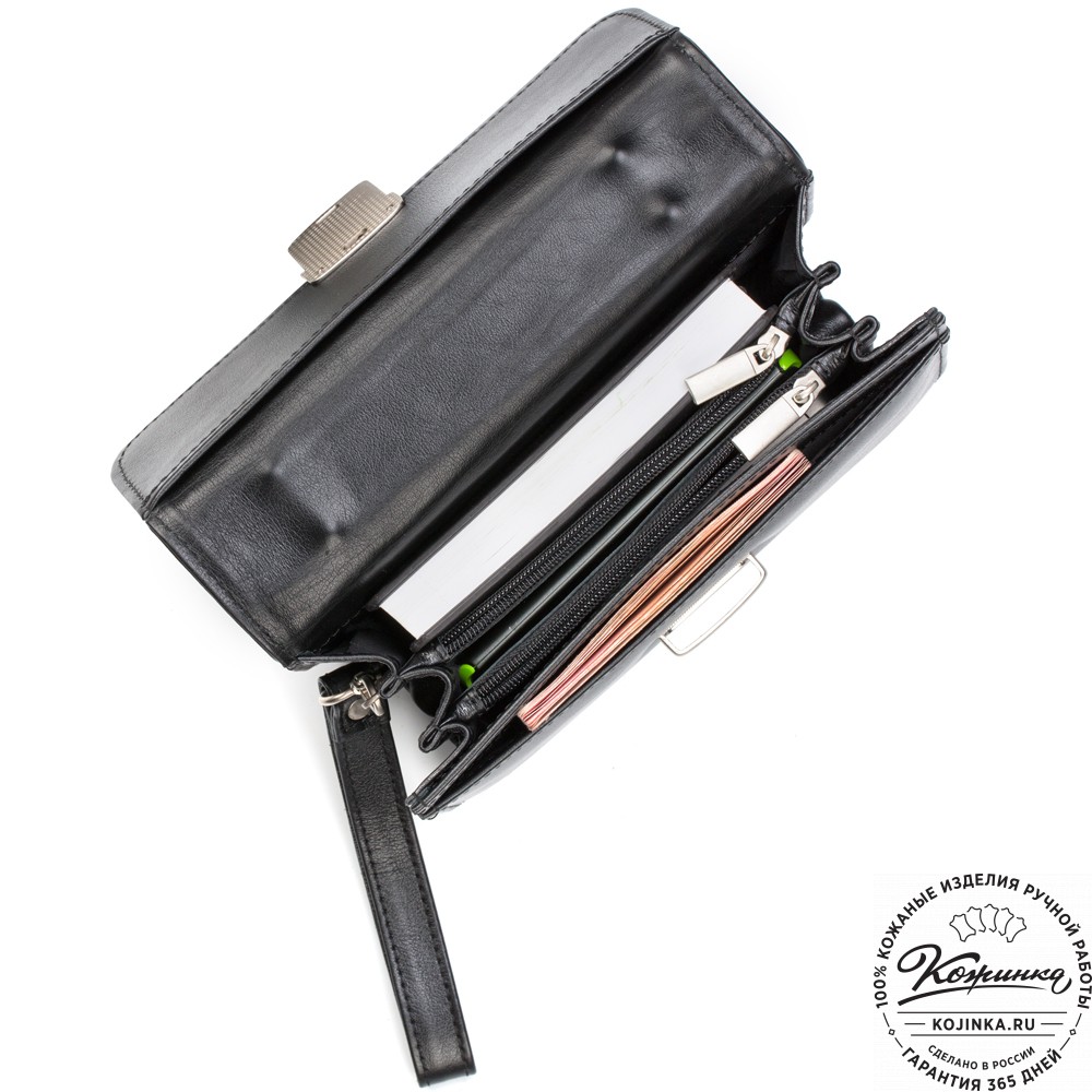 Кожаная барсетка "Вегас" (черная)