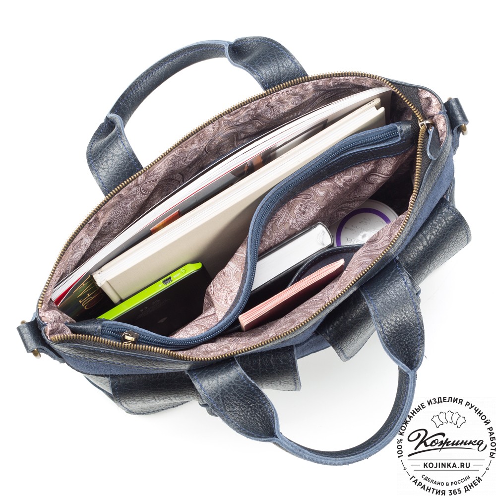 Женская кожаная сумка "Эльза" (синяя)