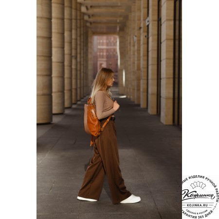 Женский кожаный рюкзак-сумка "Греция" (синий антик)