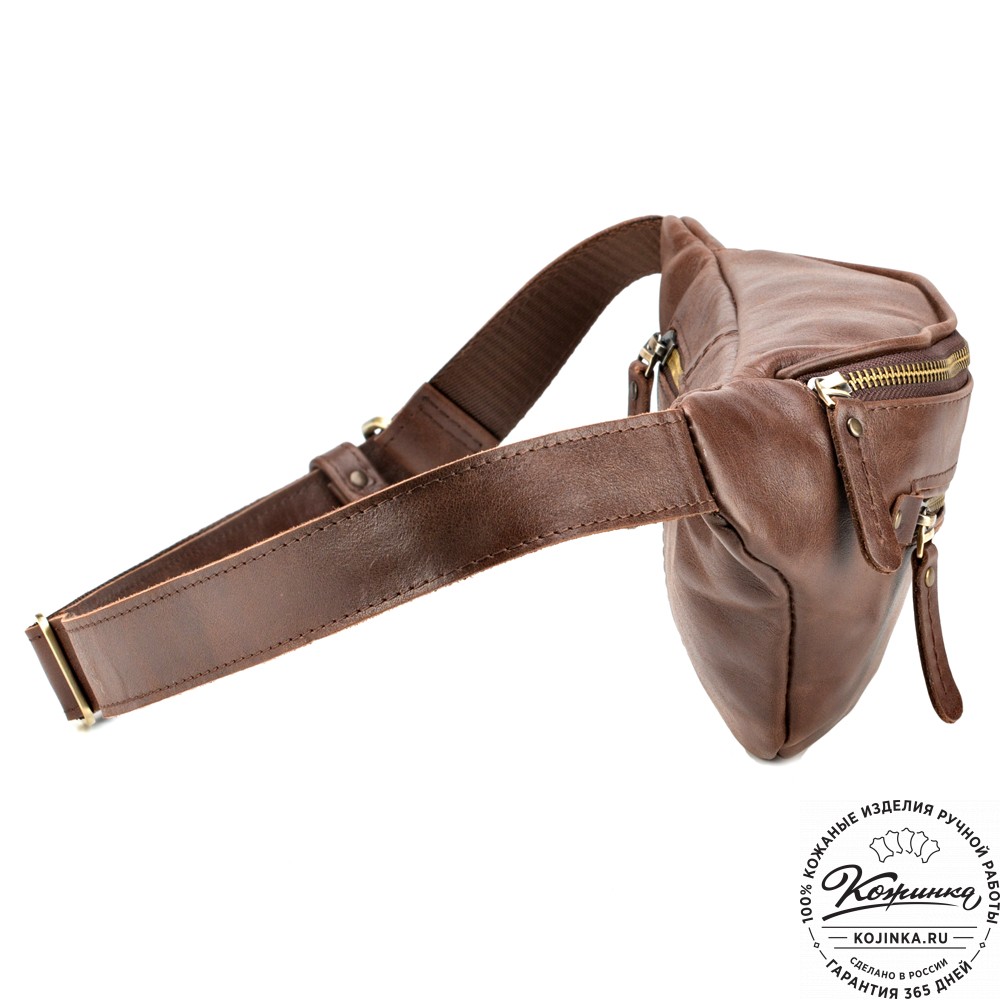 Кожаная сумка на пояс "Сандро" (коричневая) 