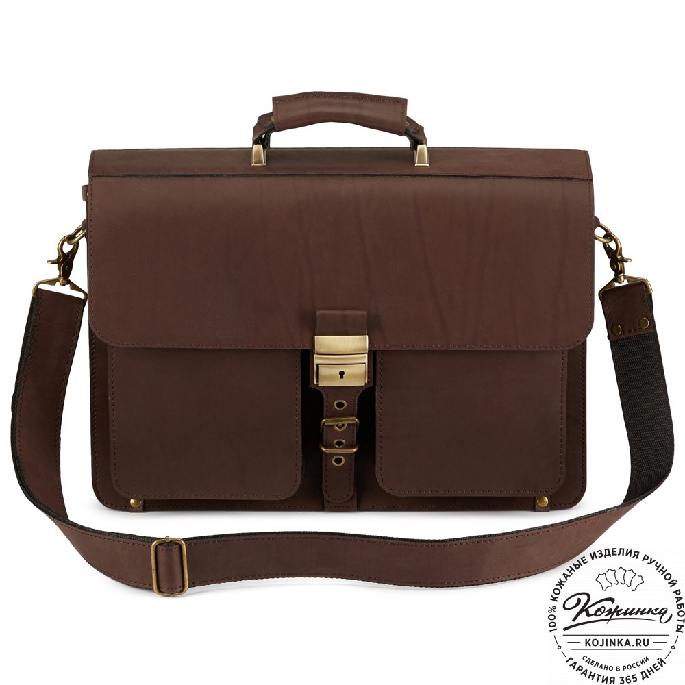 Кожаный портфель "Герман" (тёмно-коричневый)