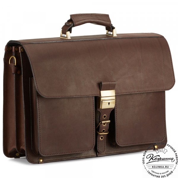 Кожаный портфель "Герман" (тёмно-коричневый). фото 1