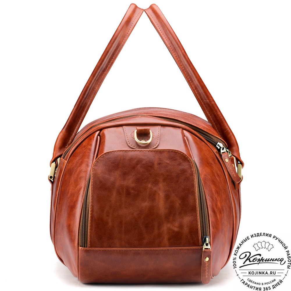 Кожаная дорожно-спортивная сумка "Дональд" (рыжий антик)