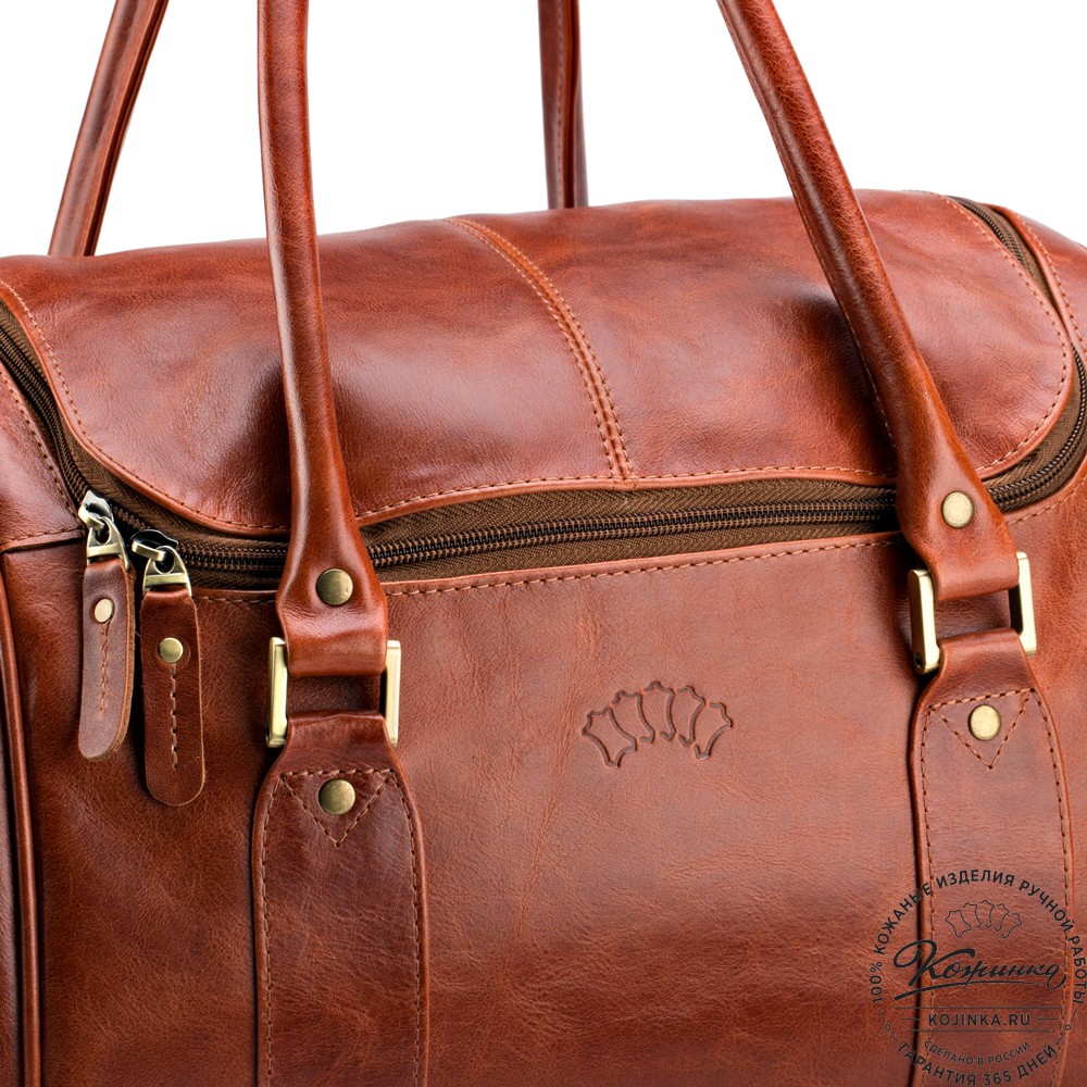 Кожаная дорожно-спортивная сумка "Дональд" (рыжий антик)