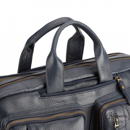 Кожаная сумка-рюкзак "Бигмэн" (синяя)