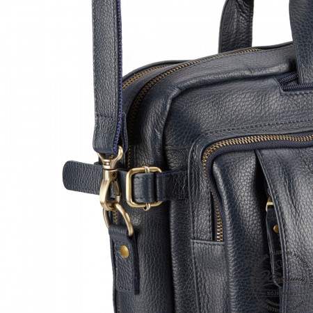 Кожаная сумка-рюкзак "Бигмэн" (синяя)