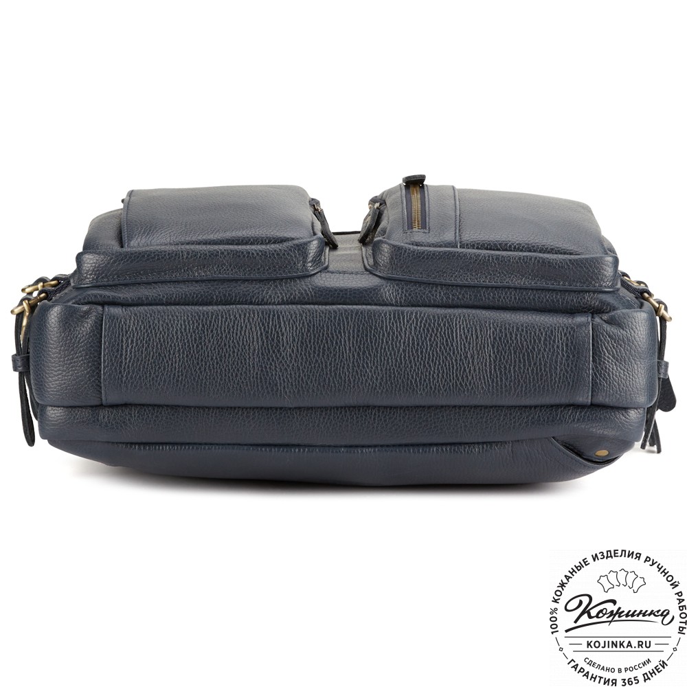 Кожаная сумка-рюкзак "Бигмэн" (синяя)