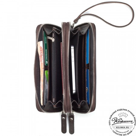 Кожаный клатч "Льюис" (тёмно-коричневый) 