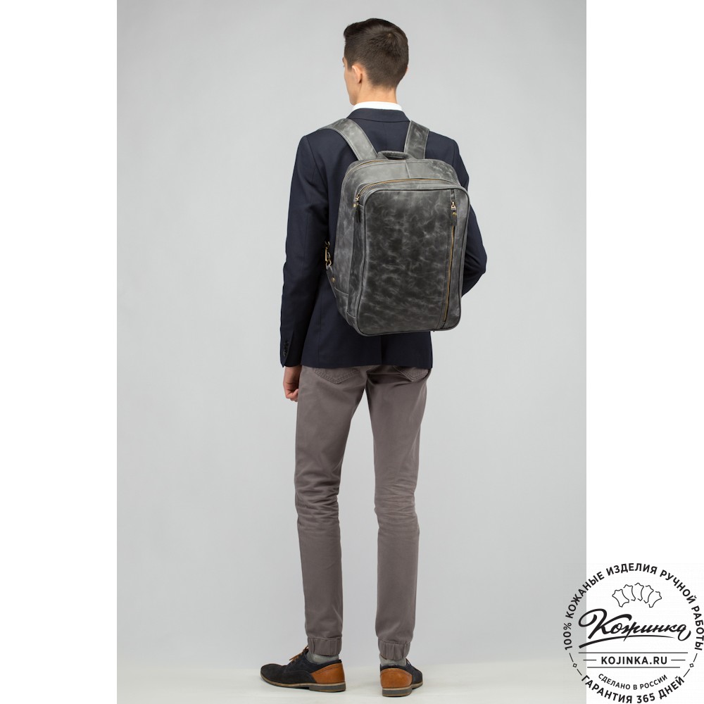 Кожаный рюкзак-сумка "Брюс" (коричневый воск) 