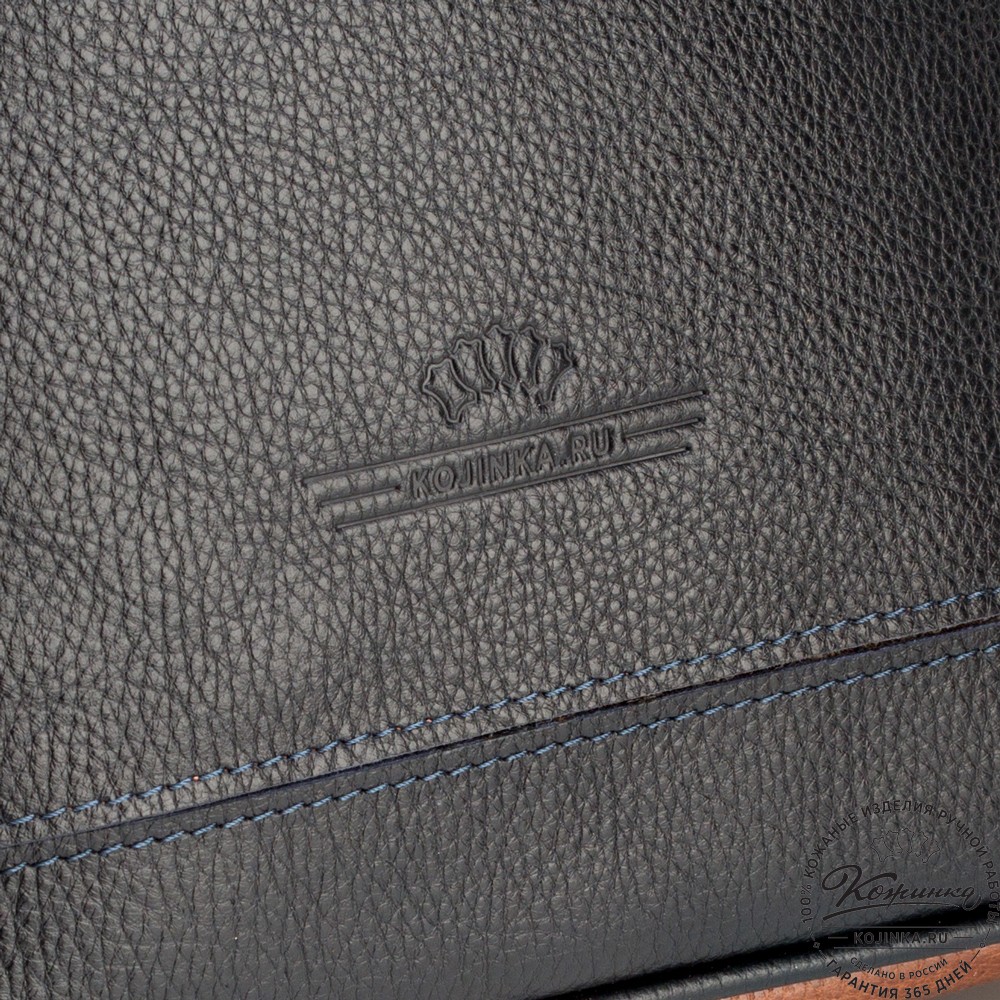 Кожаный рюкзак "Касандра" (синий с бежевым)