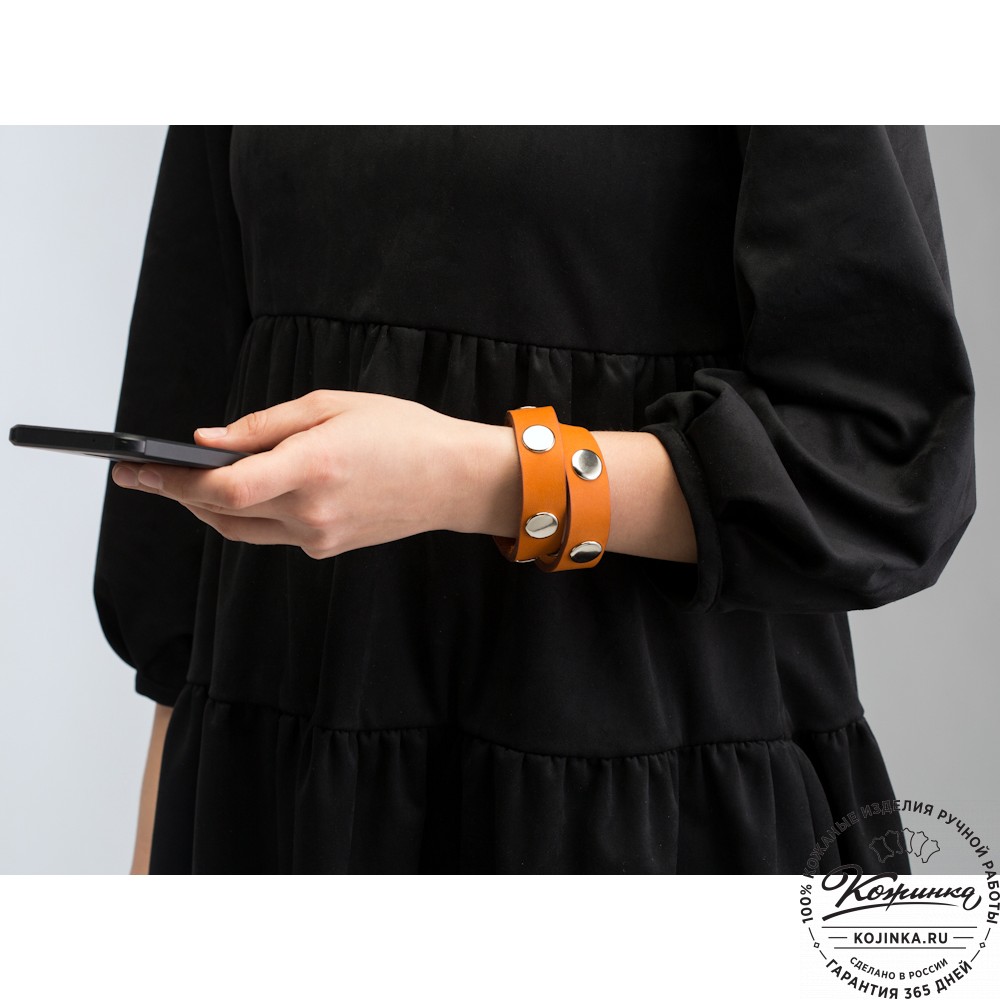 Кожаный браслет "Вегард" (рыжий)