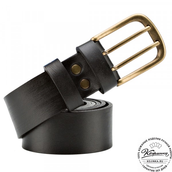 Кожаный мужской ремень "Адам" (чёрный). фото 1
