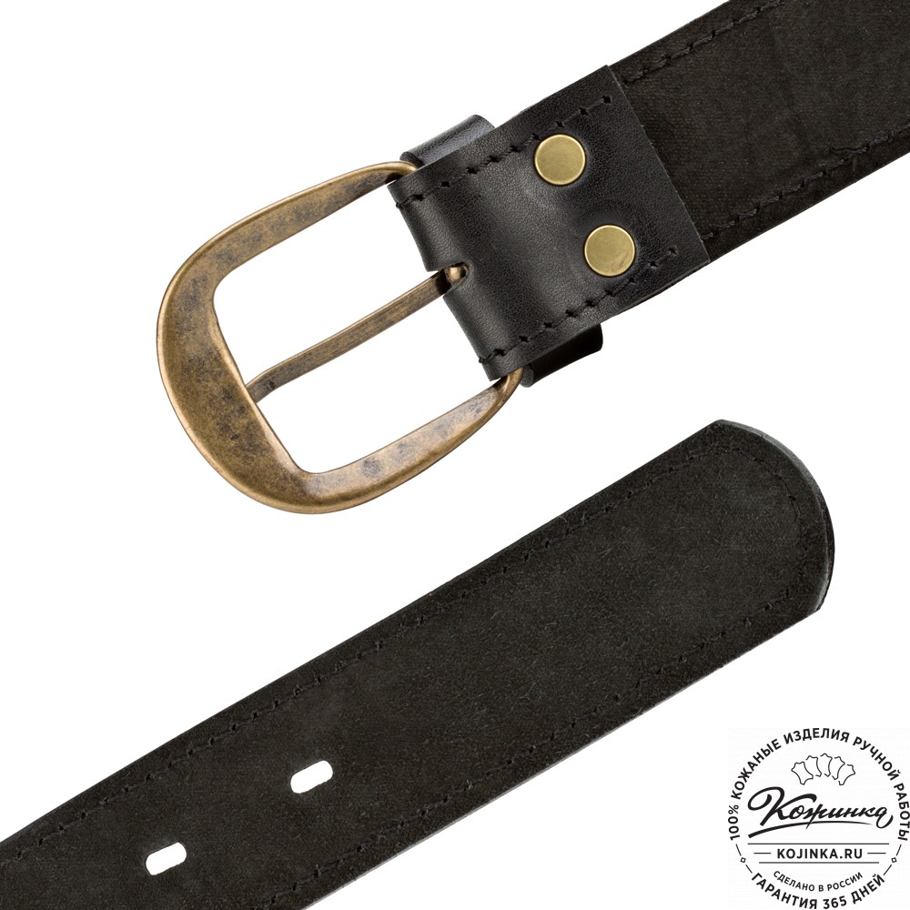 Кожаный мужской ремень "Анри" (чёрный с пистонами)