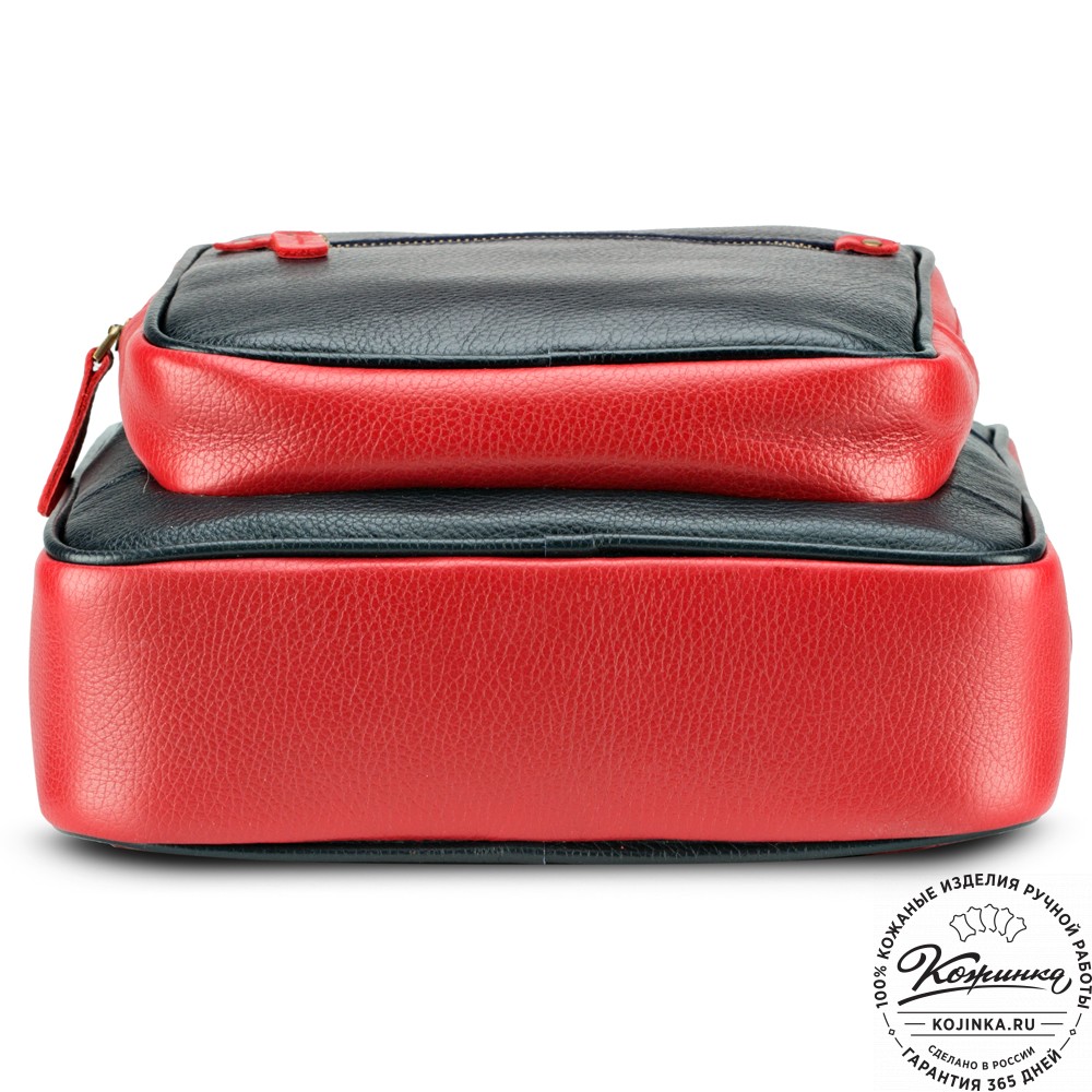 Кожаный рюкзак "Касандра" (синий с красным)