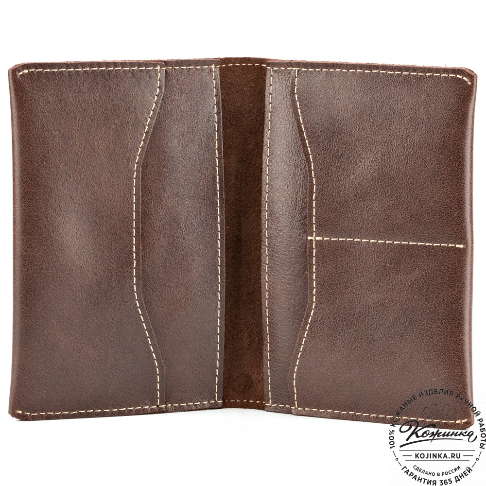 Кожаная обложка на паспорт "Сингапур" (коричневая) 