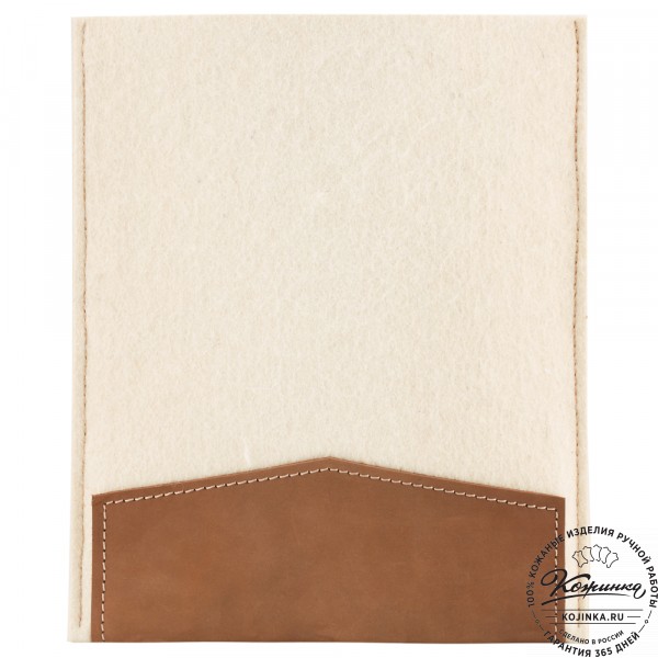 Чехол для iPad из кожи и войлока "Спартак" (бежевый с коричневым). фото 1