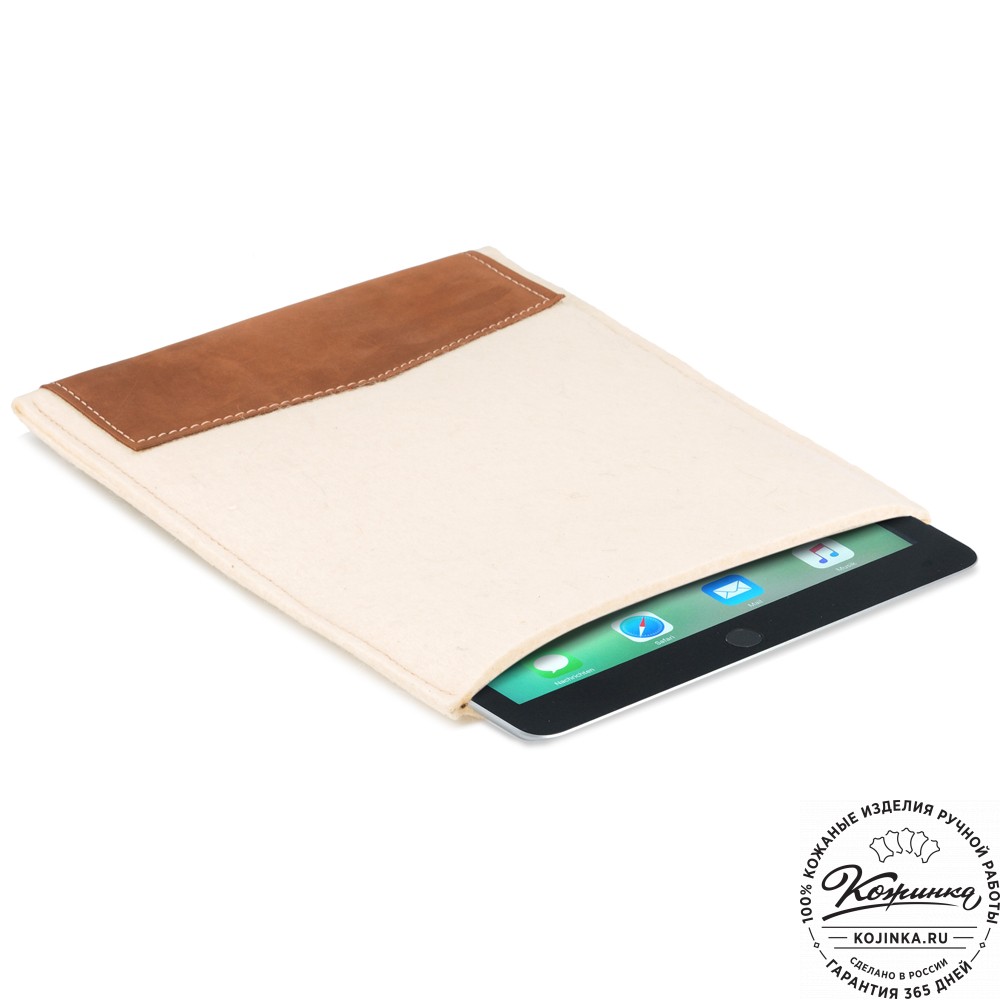 Чехол для iPad из кожи и войлока "Спартак" (бежевый с коричневым)