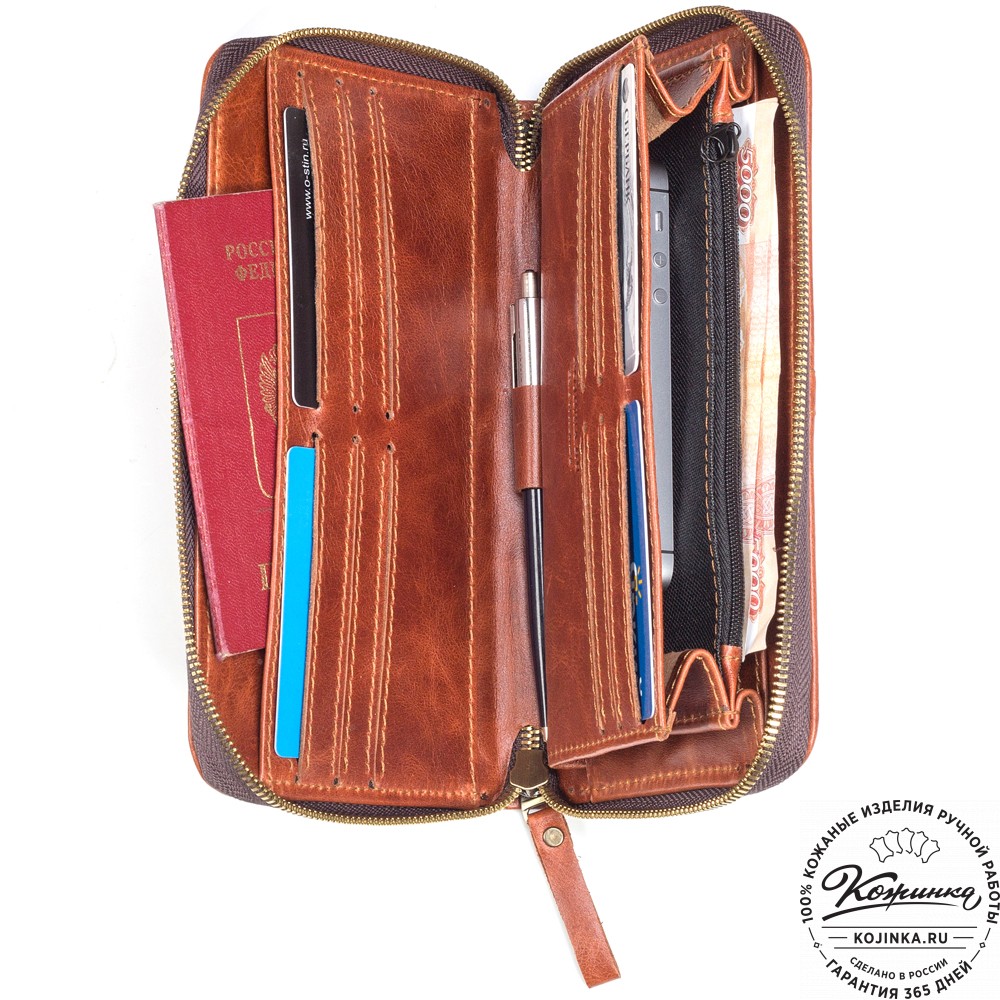 Кожаный клатч "Картер New" (рыжий антик) 