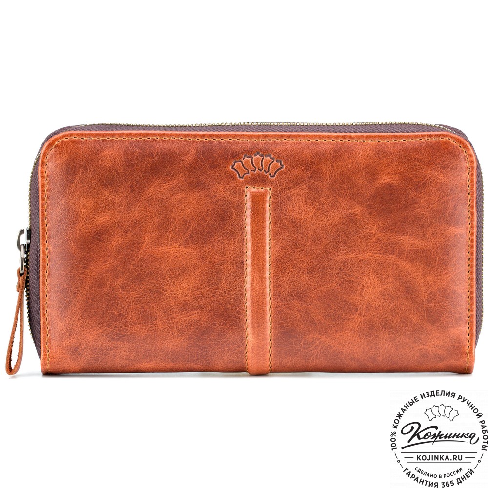 Кожаный клатч "Картер New" (рыжий антик) 