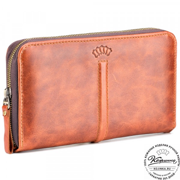 Кожаный клатч "Картер New" (рыжий антик) . фото 1