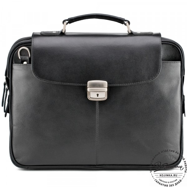 Кожаный портфель "Эдгар" (черный). фото 1