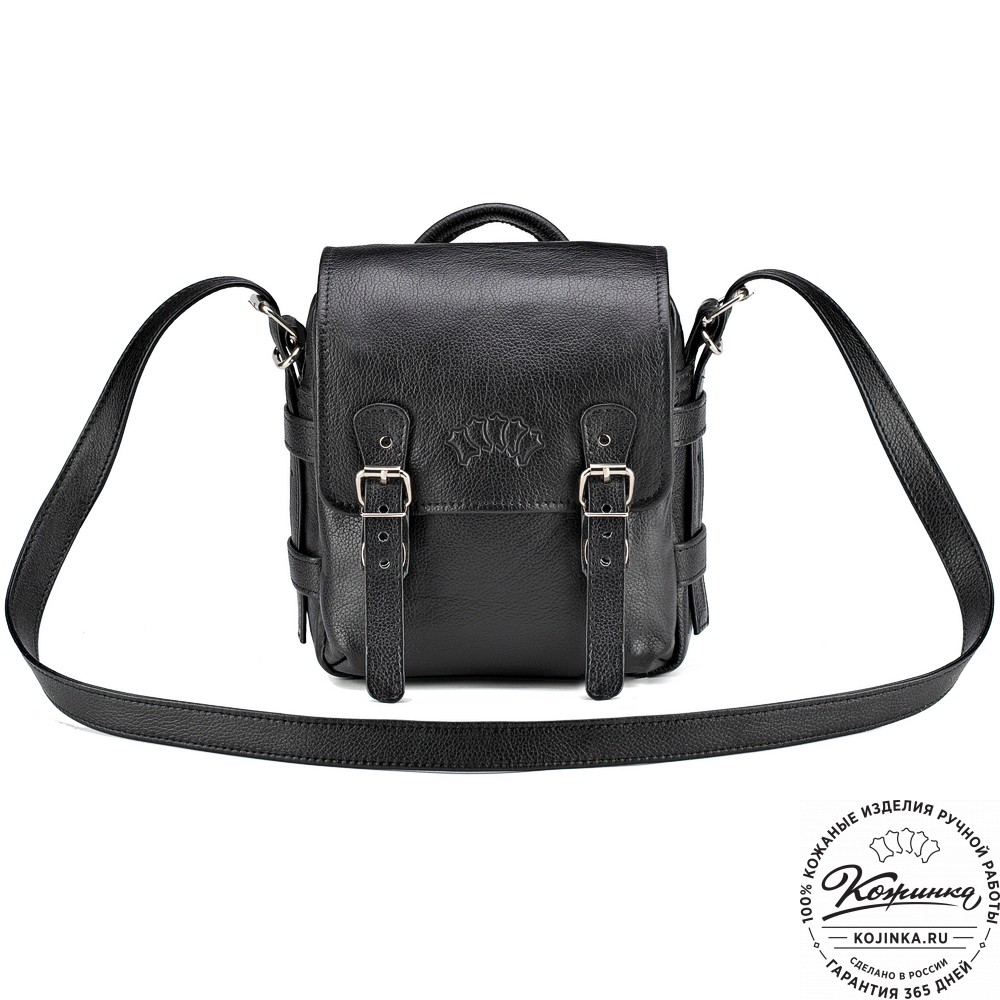Кожаная сумка через плечо "Джек" (чёрная) 