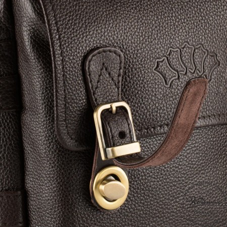 Кожаная сумка через плечо "Джек" (тёмно-коричневая) 