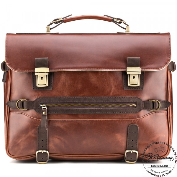 Кожаный портфель "Сталкер" (коричневый воск). фото 1