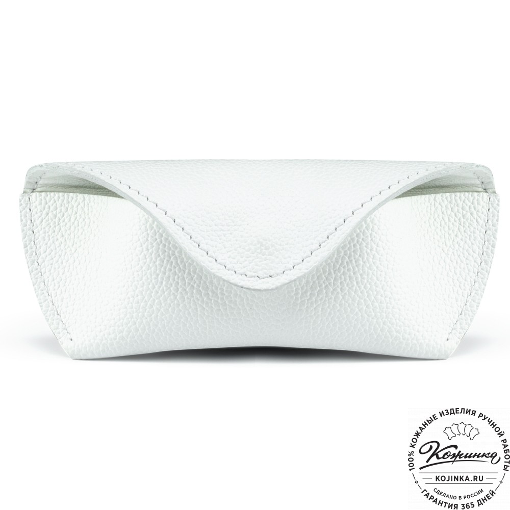 Кожаный футляр для очков  из мягкой кожи (белый) 