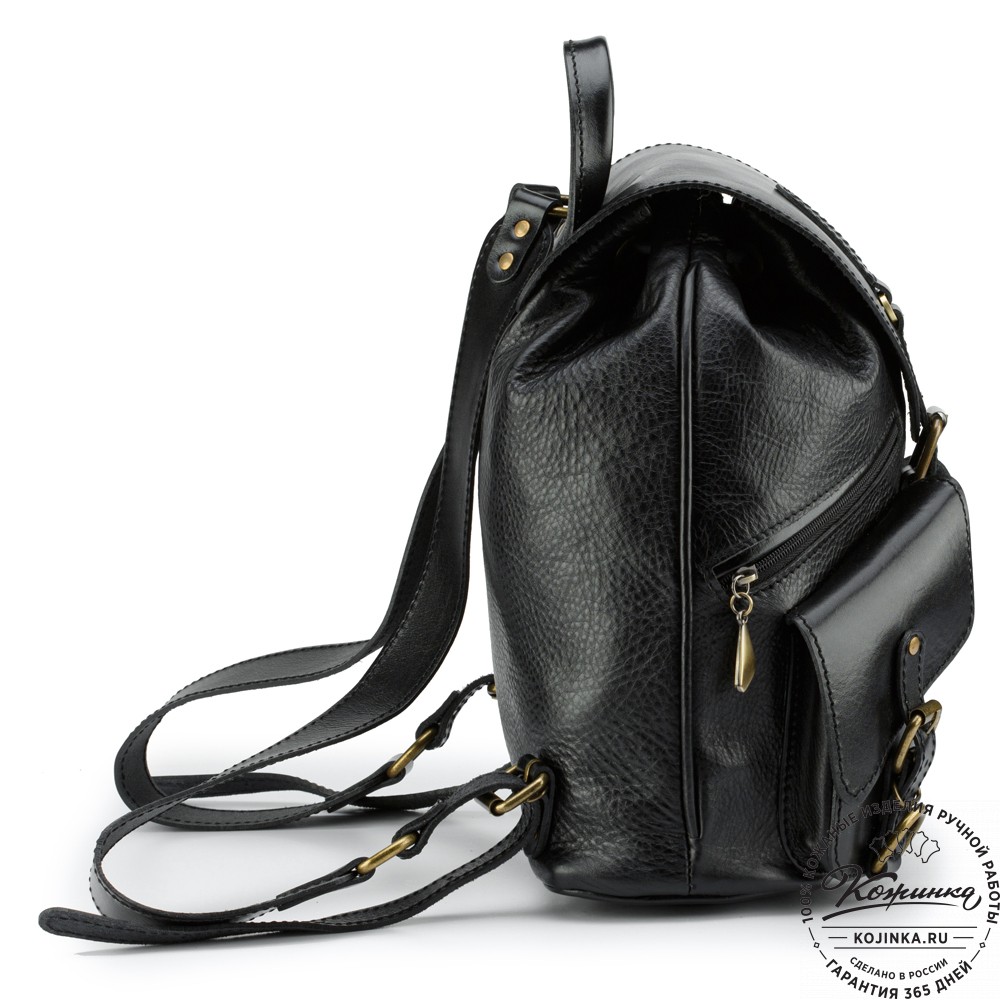 Кожаный рюкзак "Пилот" (чёрный)