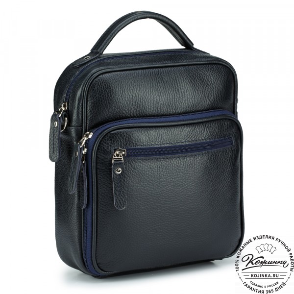 Кожаная сумка "Тедди" (синяя). фото 1