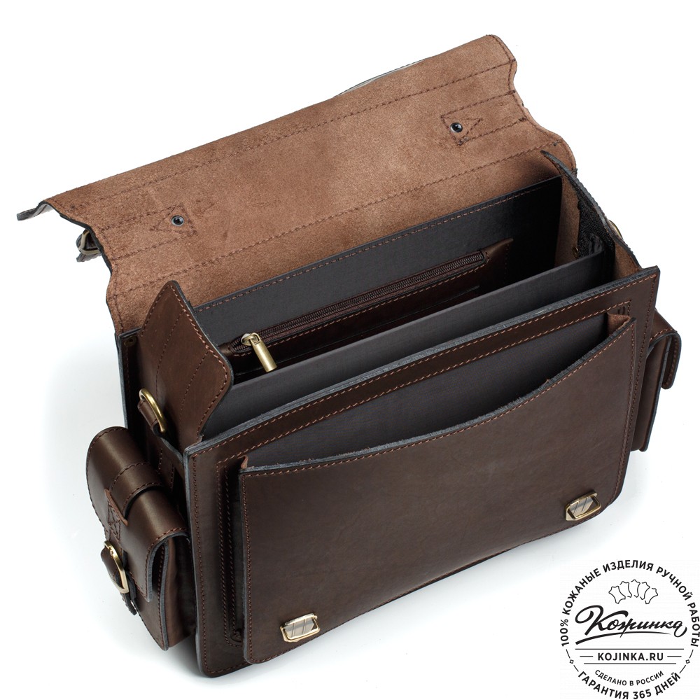 Кожаный портфель "Трансформер" (тёмно-коричневый)
