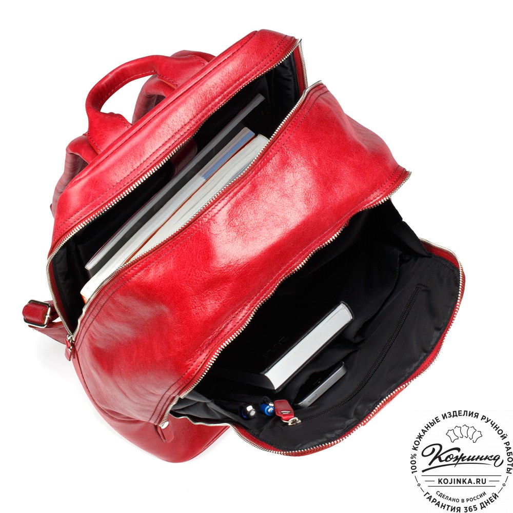 Кожаный рюкзак "Венгрия" (красный)