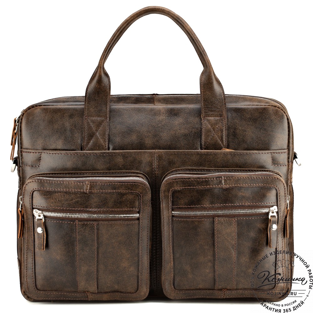 Кожаная деловая сумка "Гильермо" (коричневая наппа) 