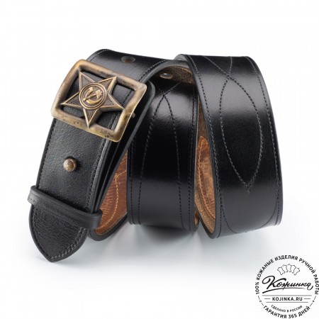 Кожаный мужской ремень "Комбат" (чёрный)