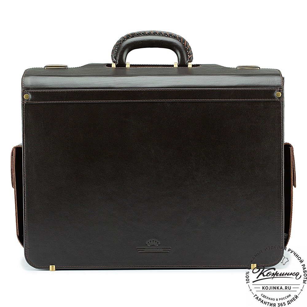 Кожаный портфель-кофр "Аркадий" (тёмно-коричневый)