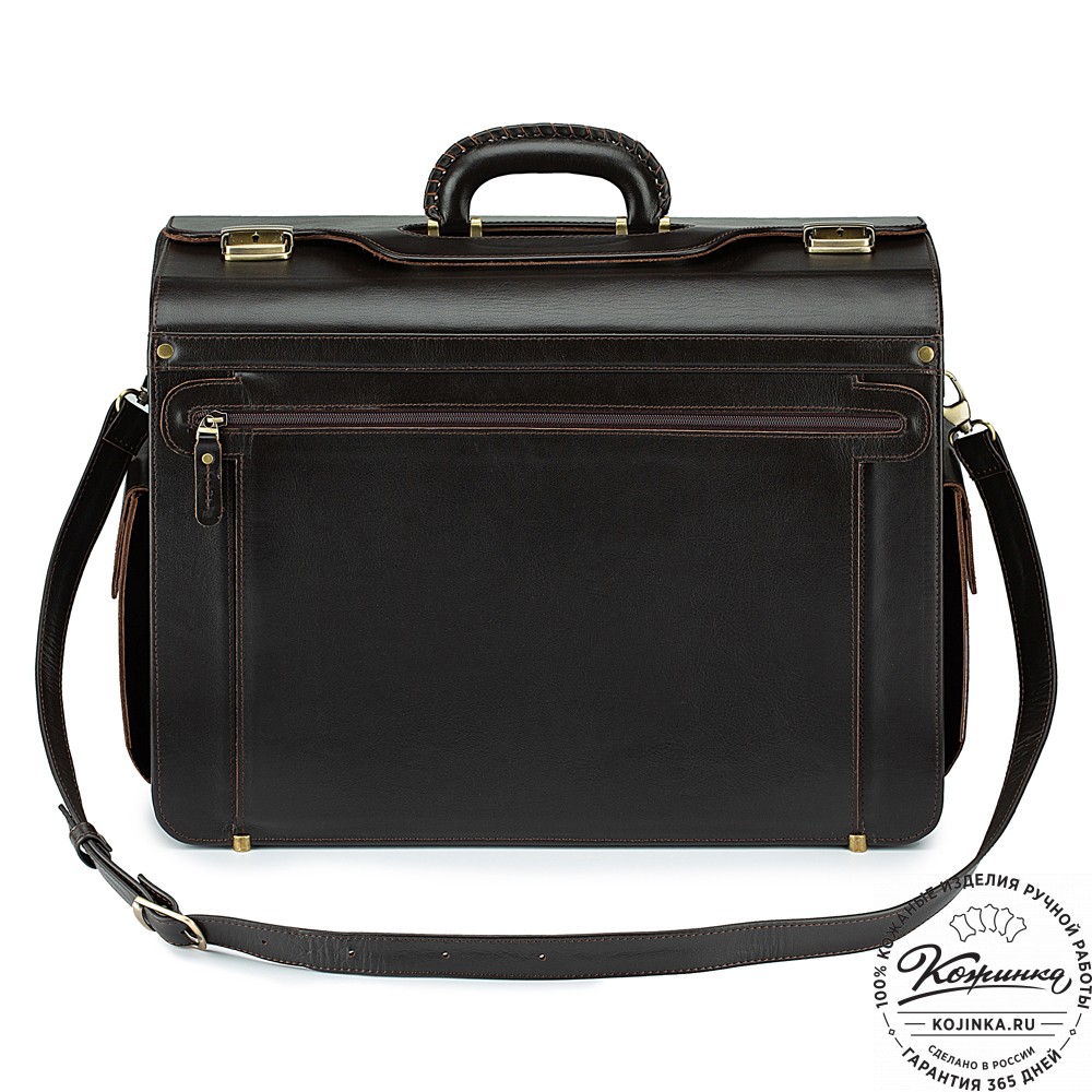 Кожаный портфель-кофр "Аркадий" (тёмно-коричневый)