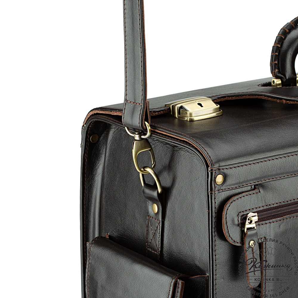 Кожаный портфель-кофр "Аркадий" (тёмно-коричневый)