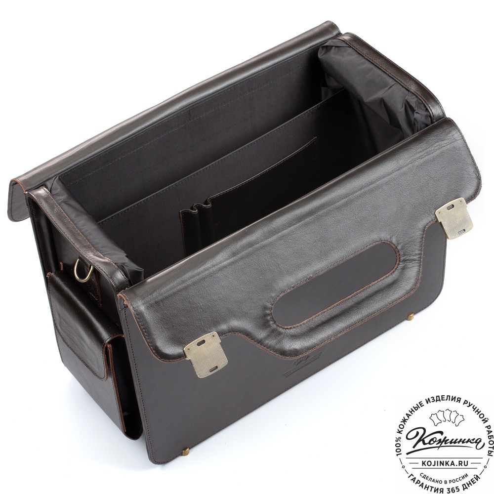 Кожаный портфель-кофр "Аркадий" (тёмно-коричневый)