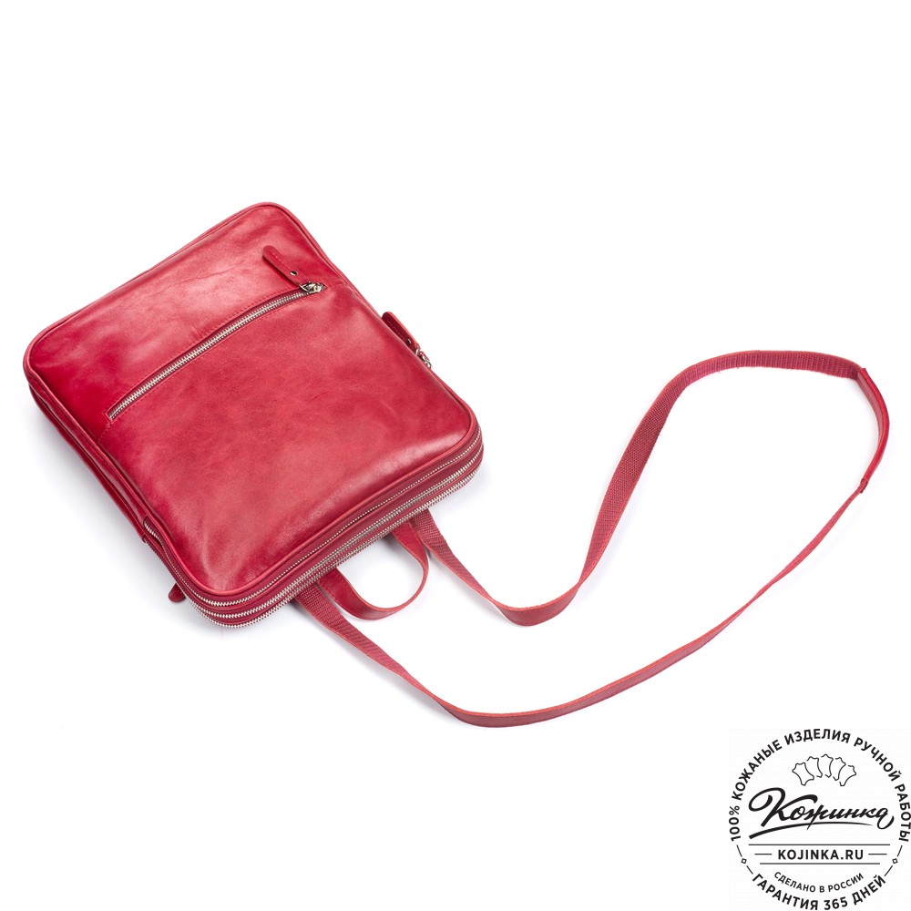 Кожаный рюкзак-сумка "Майя" (красный)